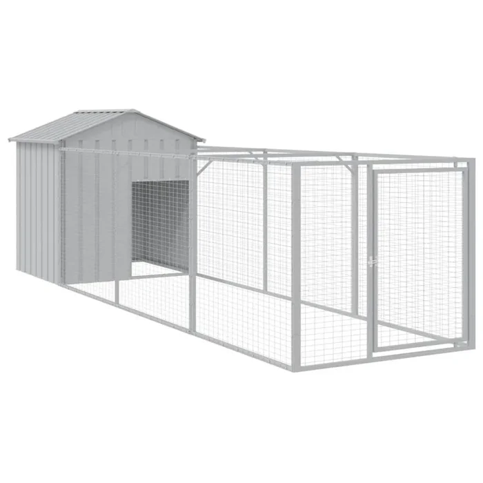 vidaXL Caseta perros tejado acero galvanizado gris claro 117x405x123cm