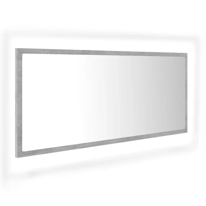 vidaXL Espejo de baño LED acrílico gris hormigón 100×8,5×37 cm