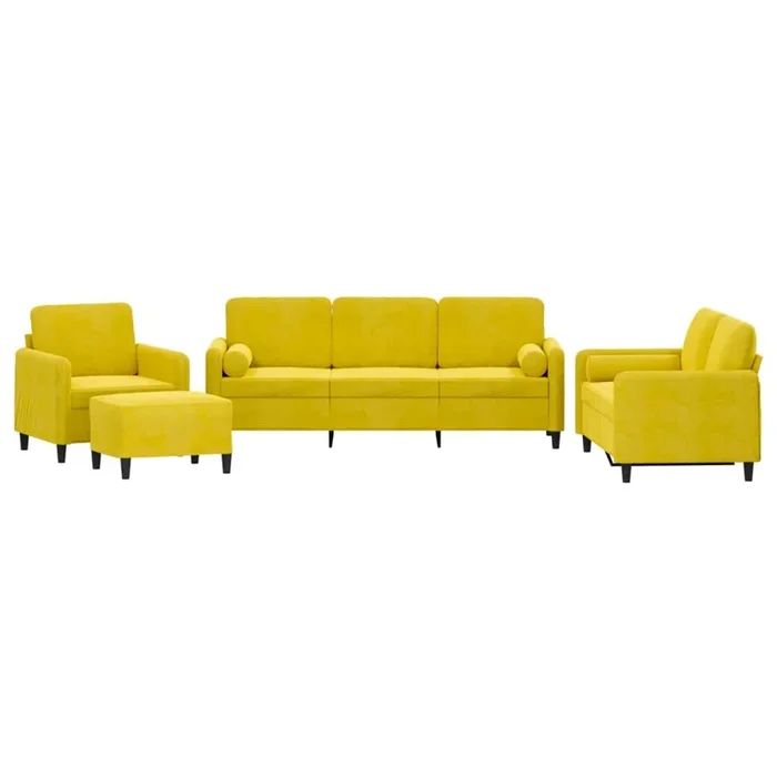 vidaXL Juego de sofás con cojines 4 piezas terciopelo amarillo