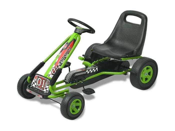 VidaXL Kart infantil a pedales con asiento regulable +3A verde 60x96x56 cm