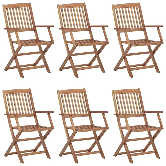 vidaXL Sillas de exterior plegables 6 uds madera maciza acacia