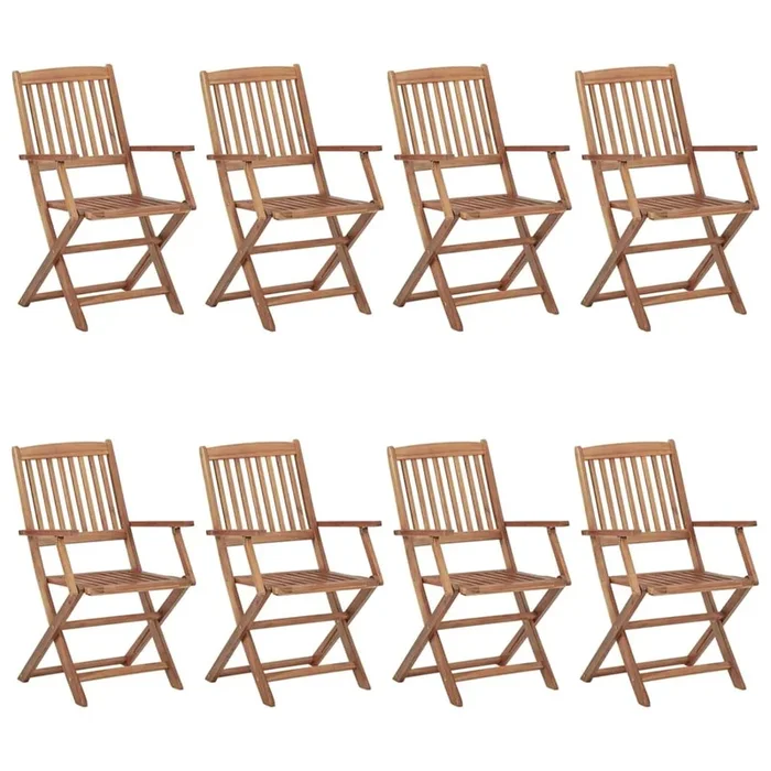 vidaXL Sillas de exterior plegables 8 uds madera maciza acacia