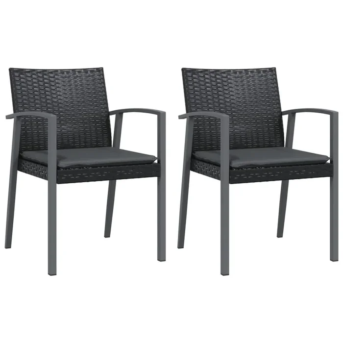 vidaXL Sillas jardín cojines 2 uds ratán sintético negro 56,5x57x83 cm