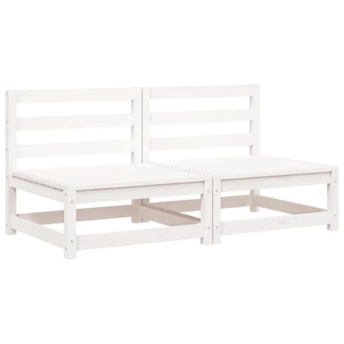 vidaXL Sofás jardín sin reposabrazos 2 uds madera blanco 70x70x67 cm
