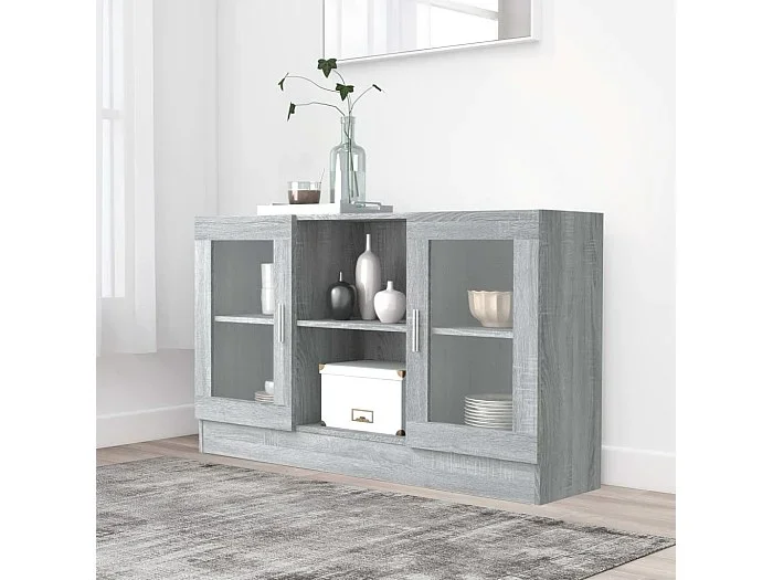 Vitrina madera contrachapada gris Sonoma 120×30,5×70 cm ES861533