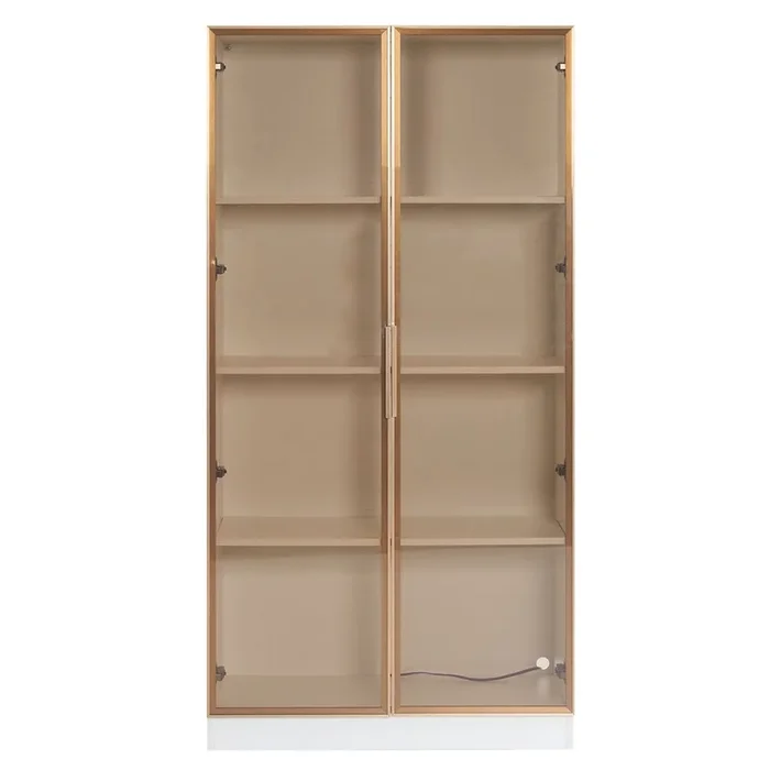 Vitrina moderna con luces LED en 16 colores – Al. 160 cm – 2 puertas con estantes extraíbles – Transparente