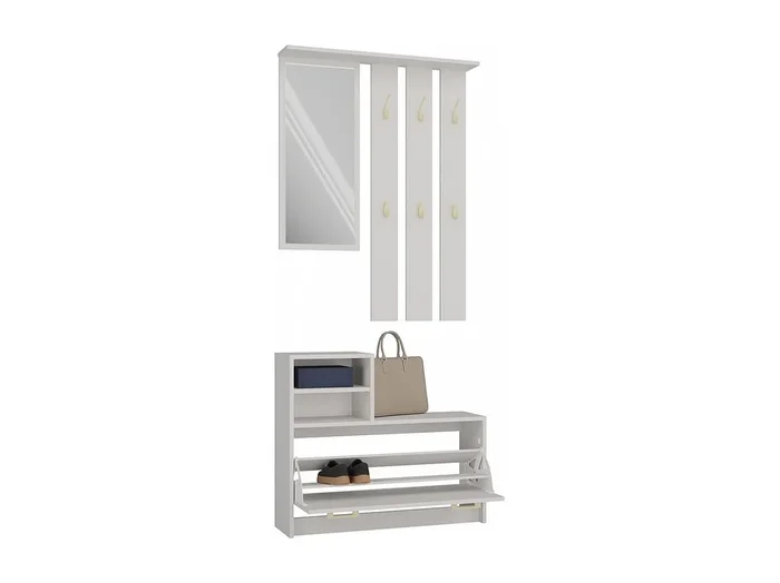 VITTORIA – Armario recibidor – Colgador de pared + espejo + zapatero – 180x85x24 – Armario recibidor