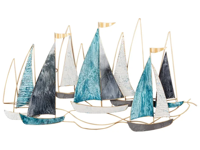 Wall Decor Ship BOHRIUM Metal 50 cm Blue