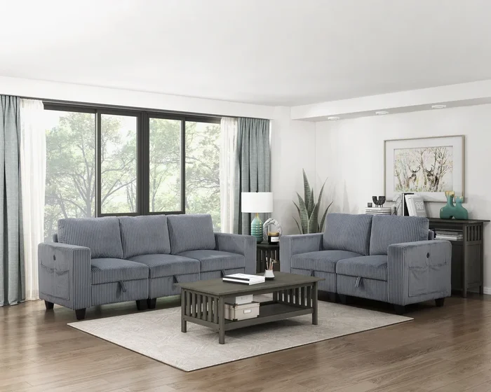 Walterboro Dark Gray Corduroy Sofa