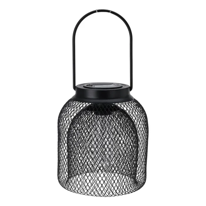WELL HOME – Literna solar de malla metálica en color negro de 15,5 x 21 cm