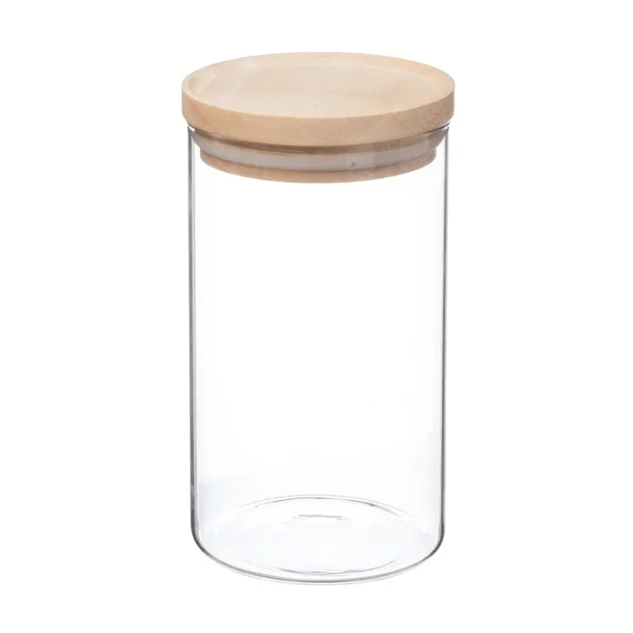 WELL HOME – Tarro de vidrio y madera, cierre hermético 1L