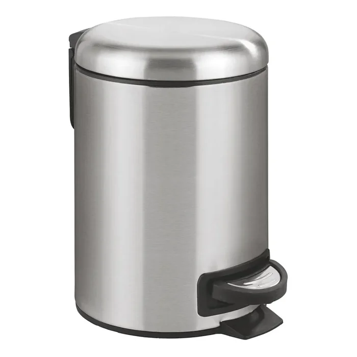 WENKO 22702100 – Cubo de basura LEMAN 17×25 cm acero inoxidable/satinado/negro