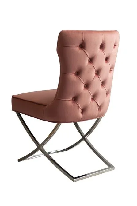 Wexler – Silla de comedor- Rubor rosa – Base de acero
