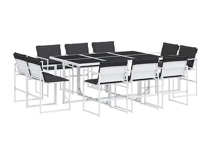 Williamstown Juego de comedor de jardín 11 pzas con cojines textilene blanco