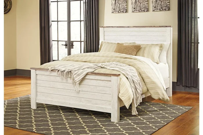 Willowton Whitewash Queen Panel Bed