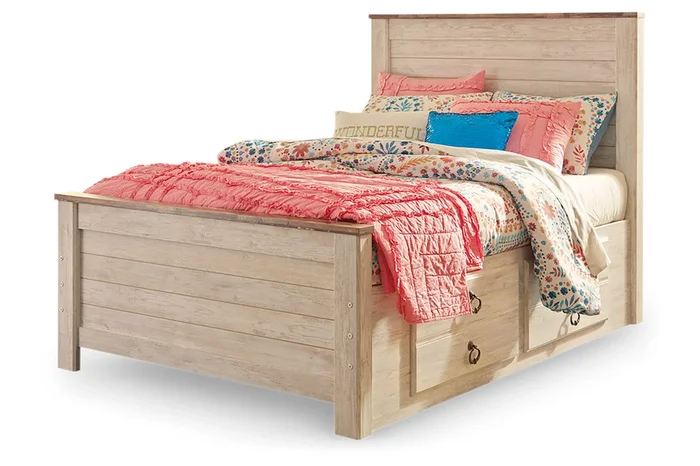 Willowton Whitewash Twin Storage Platform Bed with 2 Drawers