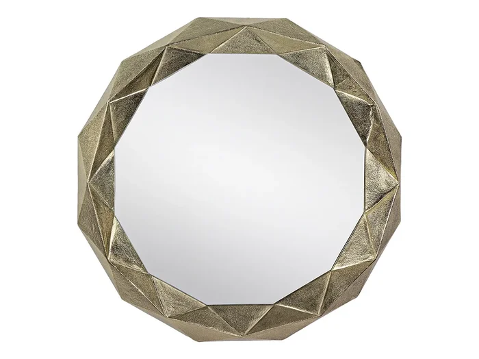 WOMO-DESIGN Espejo de pared Guayaquil ø 65 cm redondo con marco de metal dorado colgante estilo moderno ideal baño, tocador, vestidor, sala de estar