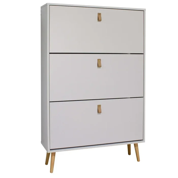 Zapatero Anzio blanco pasillo recibidor 3 puertas abatibles melamina moderno 129x80x24 cm