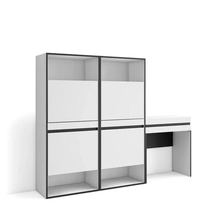 Zapatero, Armario zapatos botas, 190x35x145 cm, Dormitorio, habitación, Tocador, Estilo Moderno, Blanco