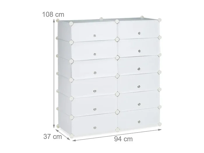 Zapatero estante mueble almacenaje con 12 taquillas 24 pares blanco 13_0001634_2