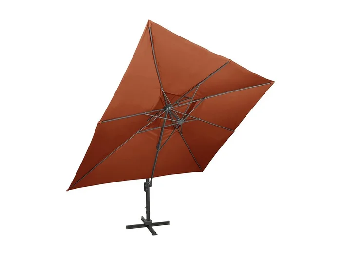 Zuienkerke Sombrilla de jardín voladiza con doble techo terracota 400×300 cm